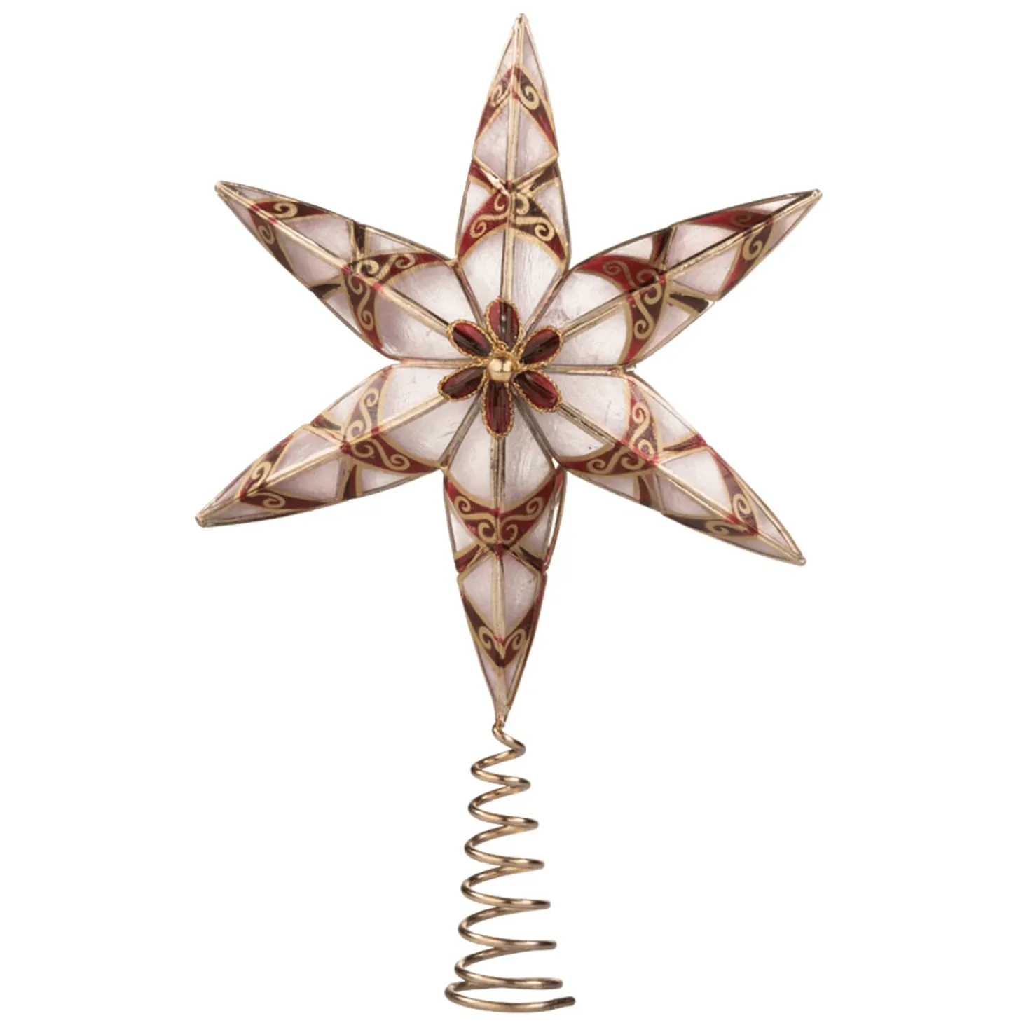 Baumspitze Stern Mit Roten Ornamenten