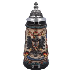Bierkrug Mit Zinndeckel "Deutschland", Bunt-Natur, 0,5L