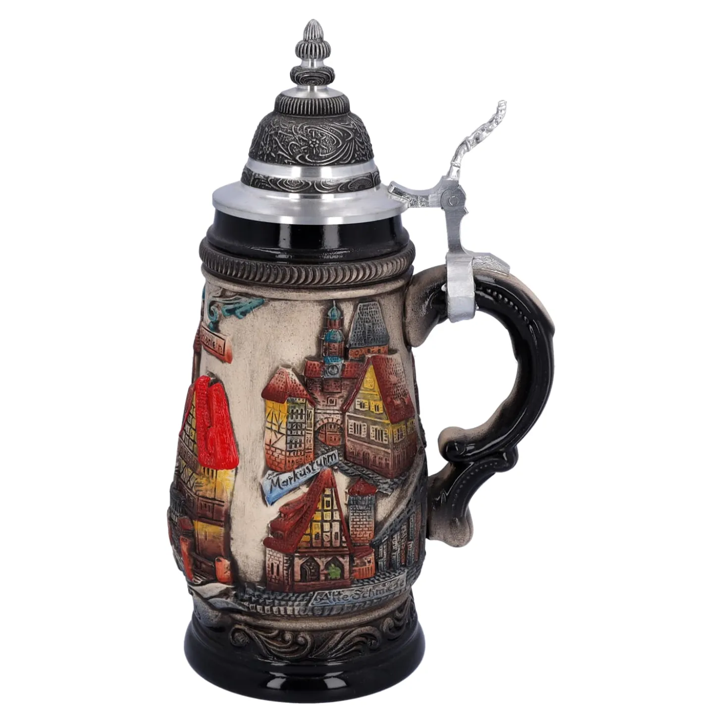 Bierkrug Mit Zinndeckel "Rothenburg", Natur, 0,25 L