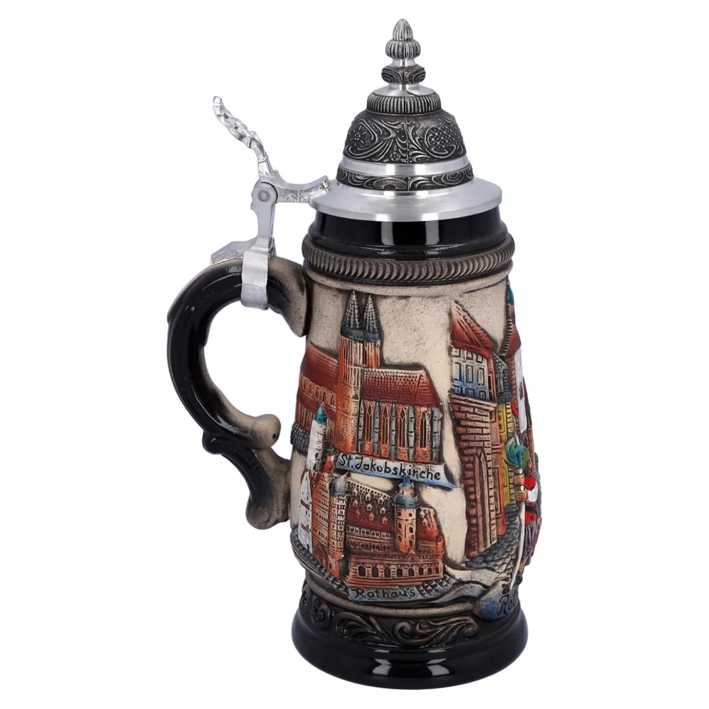 Bierkrug Mit Zinndeckel "Rothenburg", Natur, 0,25 L