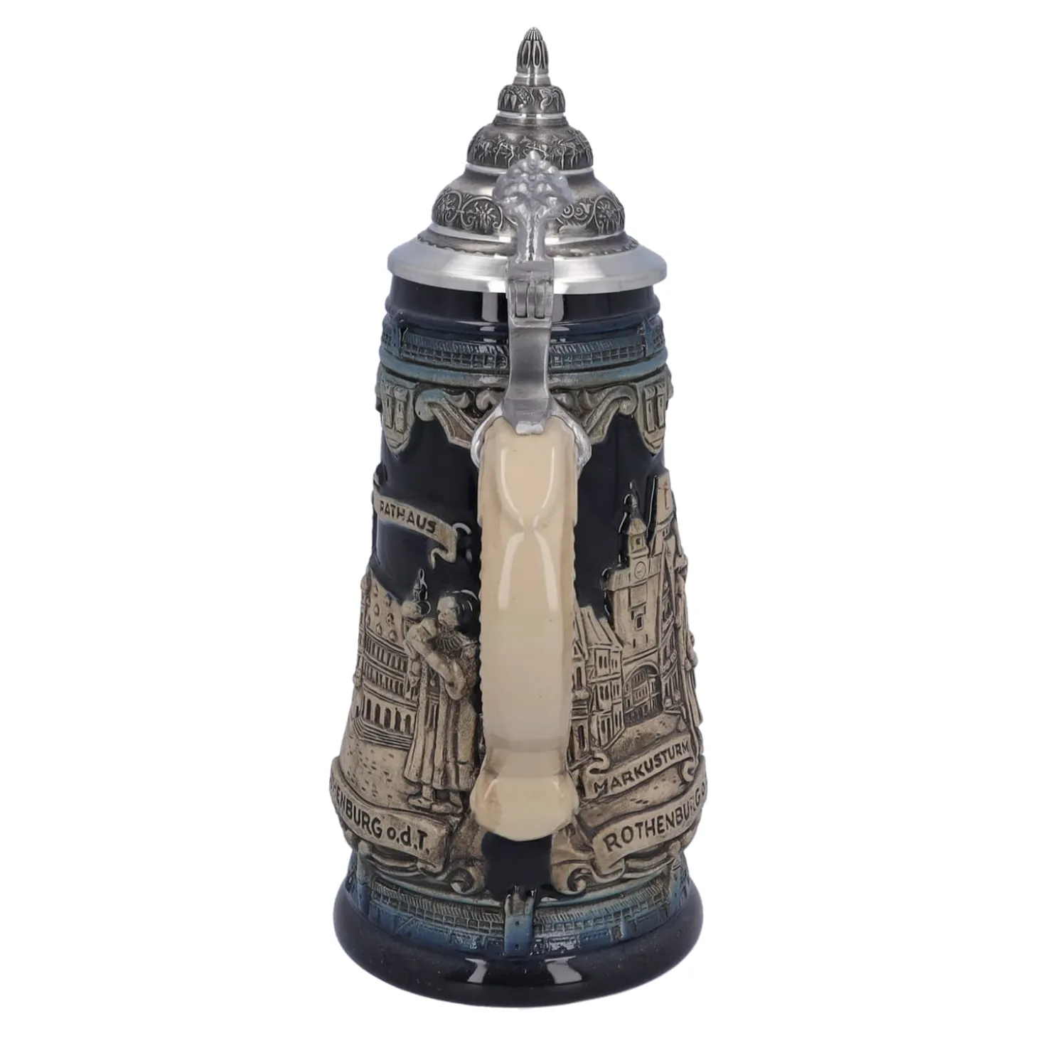 Bierkrug Mit Zinndeckel "Rothenburg Mit Ritter", 0,5L