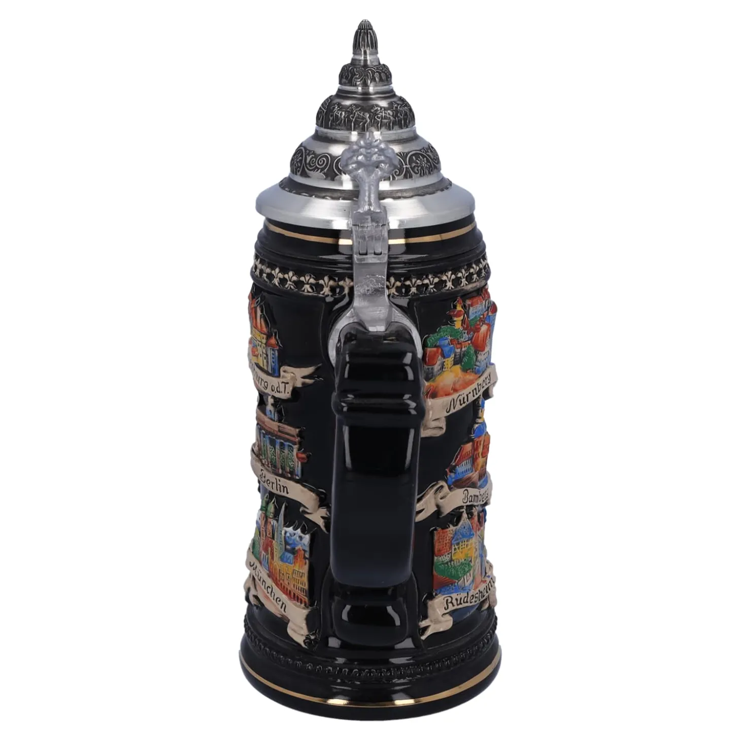 Bierkrug Mit Zinndeckel "Stadtwappen", Gold, 0,4L