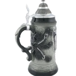 Bierkrug Mit Zinndeckel "Stadtbild Rothenburg", Grau, 0,5L