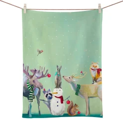 Geschirrtuch Schneemann Mit Waldtieren