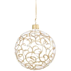 Glaskugel Klar Mit Goldschnorkeln, 8 Cm