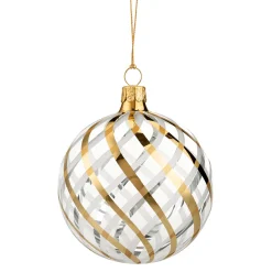 Glaskugel Klar Mit Gold-Weisem Netzdekor, 8 Cm