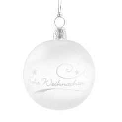 Glaskugel Klar/Weis „Frohe Weihnachten", 6 Cm