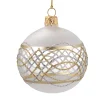 Glaskugel Matt-Weis/Klar Mit Gold-Silberner Verzierung, 6 Cm