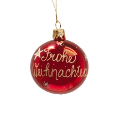 Glaskugel Rot "Frohe Weihnachten", 6 Cm