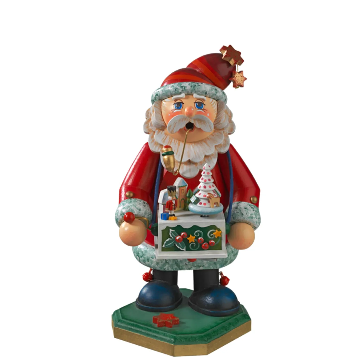 Holzknoddl "Weihnachtsmann Mit Spieldose", Rauchermann