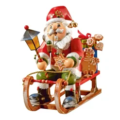 Holzknoddl "Weihnachtsmann Auf Schlitten", Rauchermann