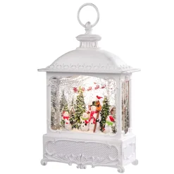 Led Schneelaterne "Frohliche Schneemanner", 30 Cm