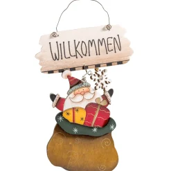 Schild Weihnachtsmann "Willkommen"