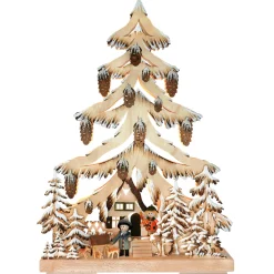 Schwibbögen "Tanne Waldhaus", 230V Mit Usb A-Anschluss