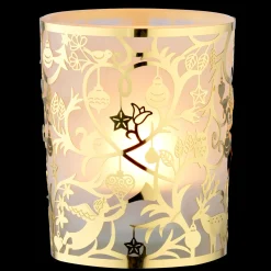 Teelichtglas "Waldweihnacht" Gold