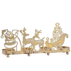 Teelichthalter "Rentierschlitten", Gold