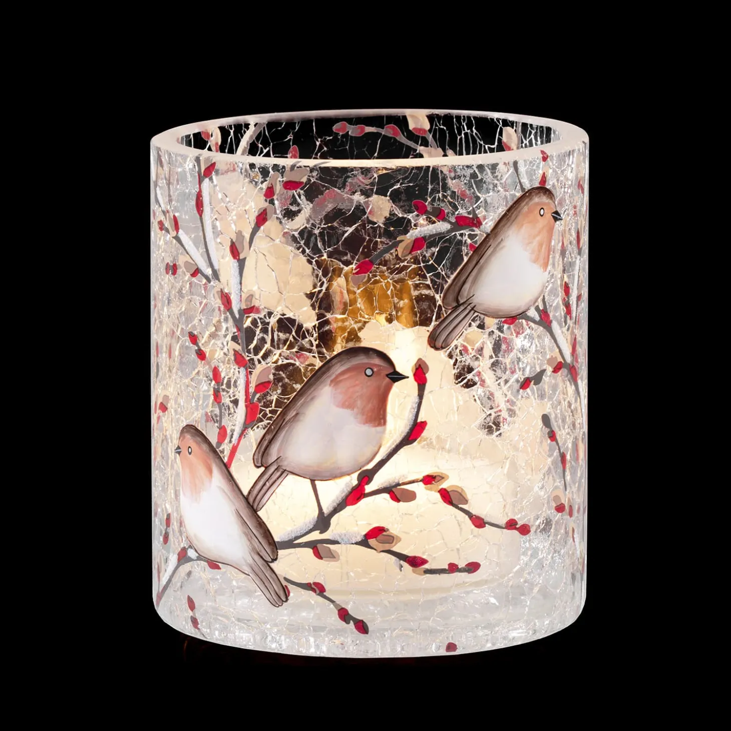 Windlicht "Rotkehlchenfamilie", 10 Cm